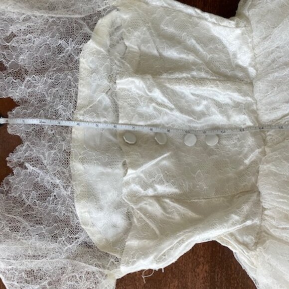 VINTAGE HANDMADE 1959 Princess Empire Waist Satin Lace Wedding Dress Small - Picture 16 of 17